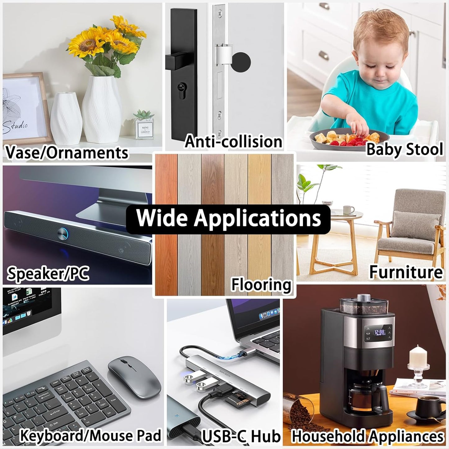 Non Slip Self Adhesive Silicone Cuttable Furniture Pads - 5x80 inch Anti-Sliding Rubber Floor Protectors for Any Furniture and Appliances