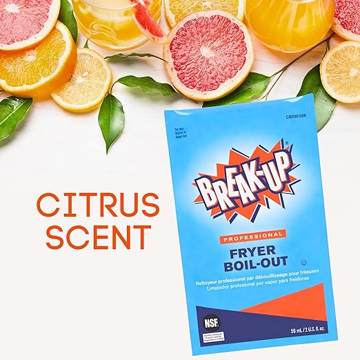Diversey CBD991209 Break-Up Professional Fryer Boil-Out, Food Grade Degreaser & Cleans Deep Fryers, Kettles, Grates & More, Citrus Scent, Concentrate Liquid, 2-Ounce Packets (Pack of 36)