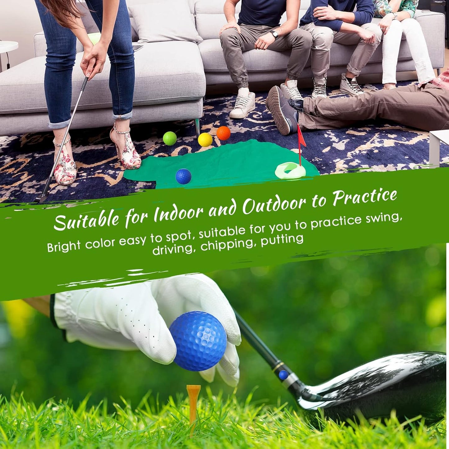 Yunsailing 50 Pack Foam Golf Practice Balls Realistic Feel Flight Training Golf Balls Bulk for Indoor or Outdoor Backyard