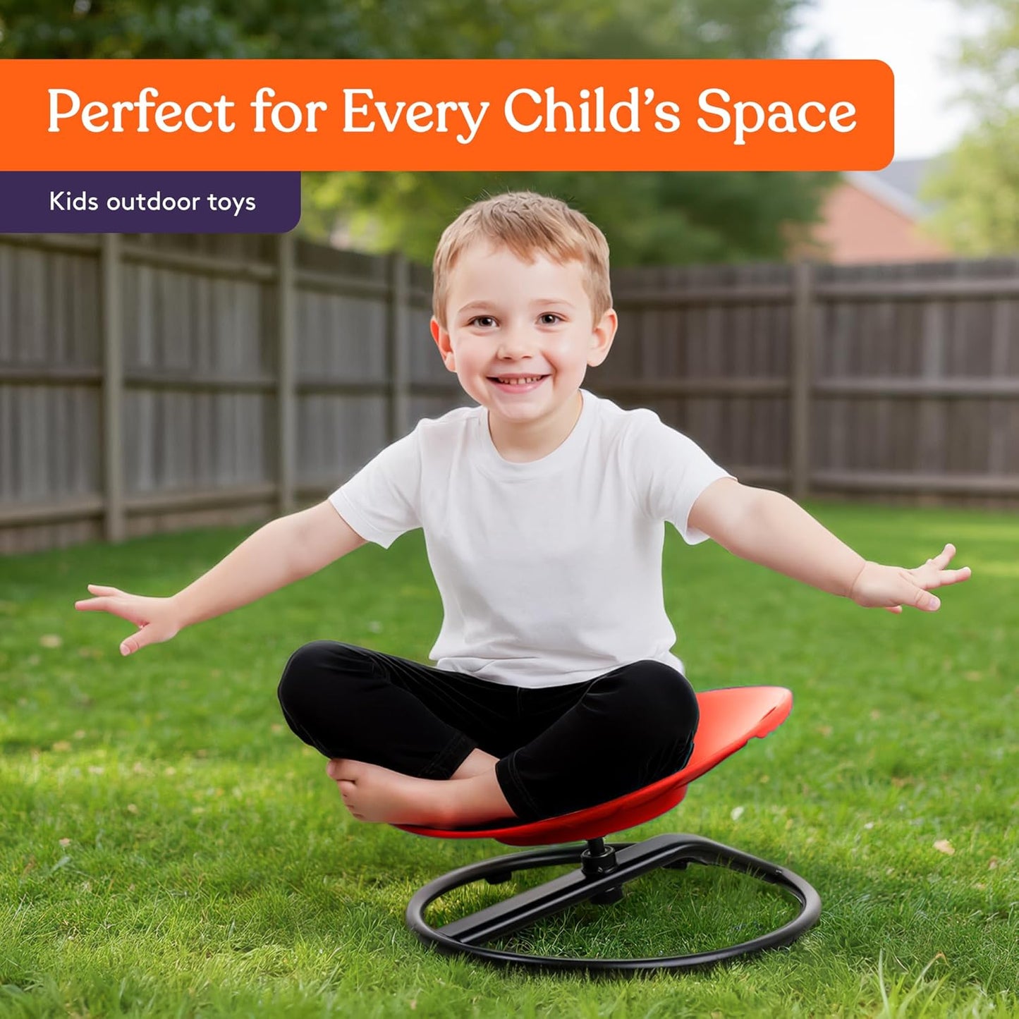 Special Supplies Smile Spinning Chair for Kids- Versatile Kids Sit and Spin Sensory Chair for Training Body Coordination for Playroom, Bedroom, or Nursery (Red)