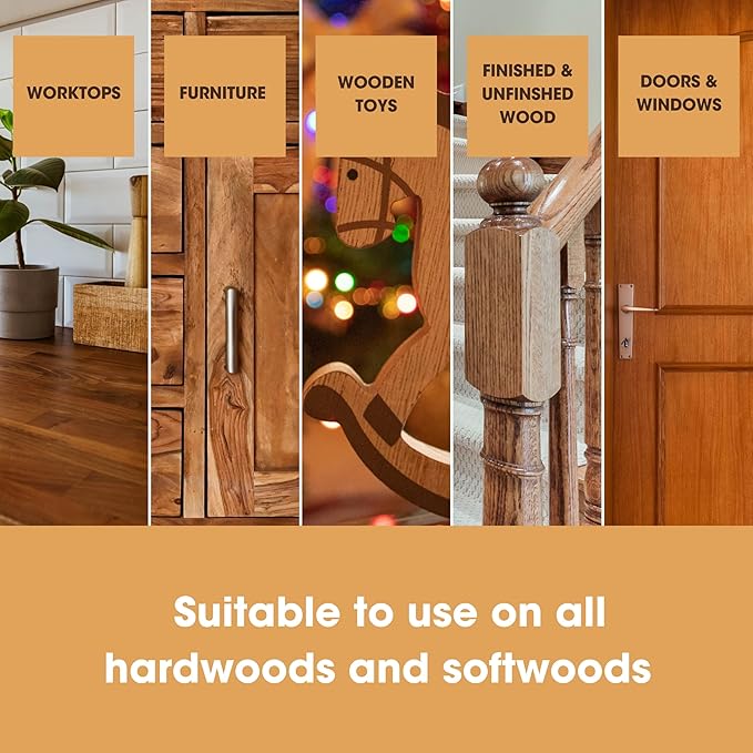 Furniture Clinic Wood Wax & Polish | Clean, Nourish & Protect All Wooden Furniture & Kitchen Cabinets from Dryness & Scratches | Orange Oil & Beeswax | Use on Treated & Untreated Wood (8.5oz / 250ml)