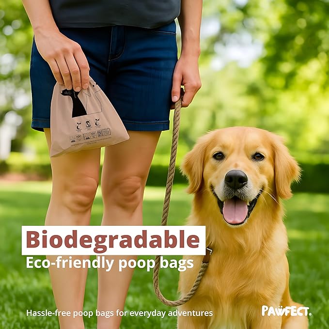 Pawfect Dog Poop Bags Rolls – Home Compostable Doggie Bags, Compostable Dog Waste Bags, BPI Certified Pet Waste Bags, Unscented, Large, Puppy Poo, Earth Friendly, Bolsas de Basura (480 Counts)