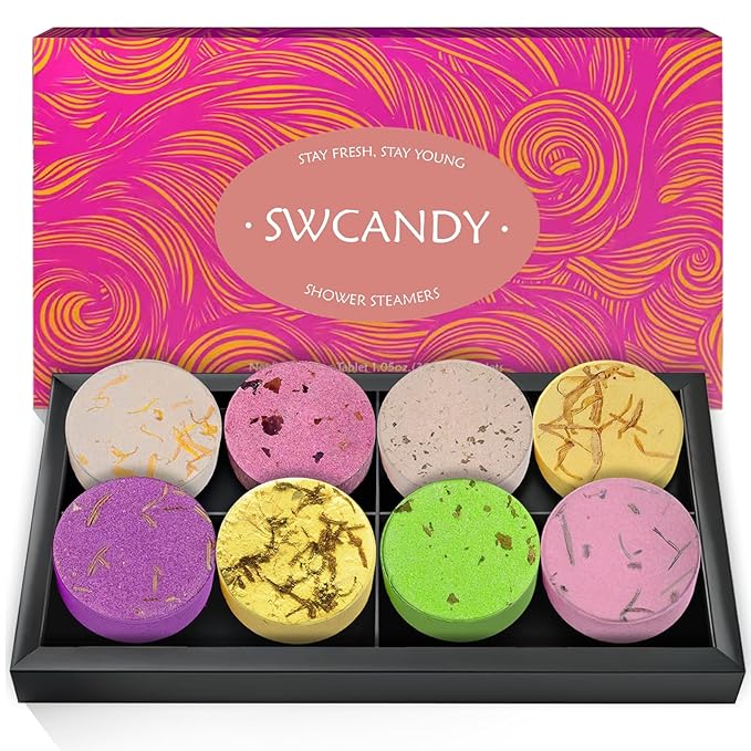 Shower Steamers Aromatherapy Travel Essentials for Women 8 Pcs Bath Bombs Birthday Gifts for Men, Sister, Shower Bombs Stocking Stuffers Christmas Gifts Fruity