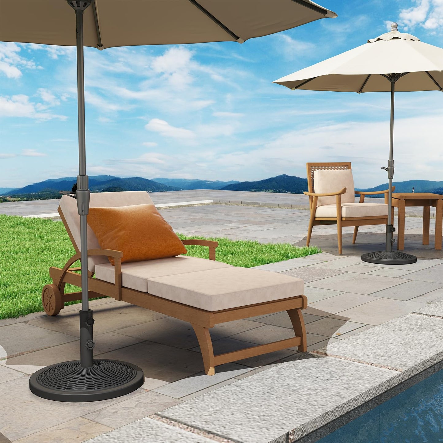 C-Hopetree 33 lb Heavy Duty Round Patio Base Stand for Outdoor Market Table Umbrella, Black