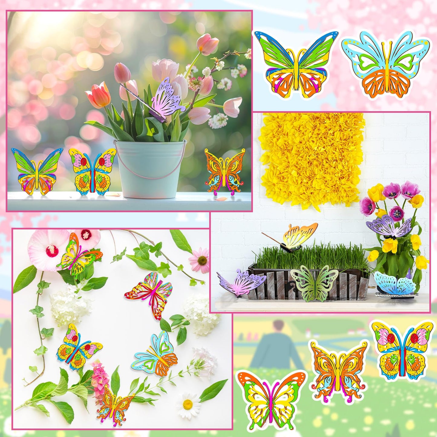 Yousoontic 20 Pcs Spring 3D Wooden Butterflies for Crafts Wood Butterfly DIY Crafts Unfinished Wooden Butterfly Cutouts Ornaments for Painting Spring Summer Tiered Tray Tabletop Decor