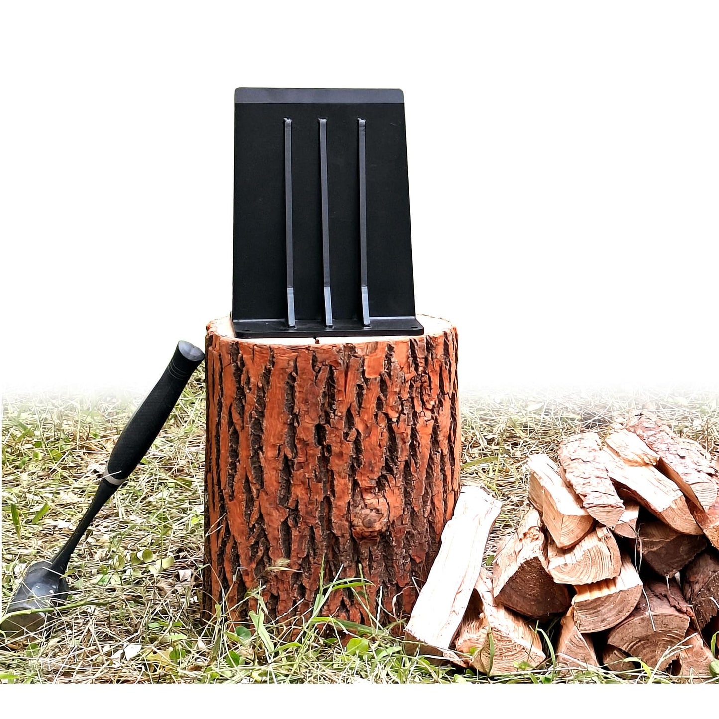 ZAFortLign Kindle Cracker Log Firwood Splitter, 8in 8.8lb Manual Steel Wood Splitting Wedge for Wood Stove Fireplace and Fire Pits, Black (Black)