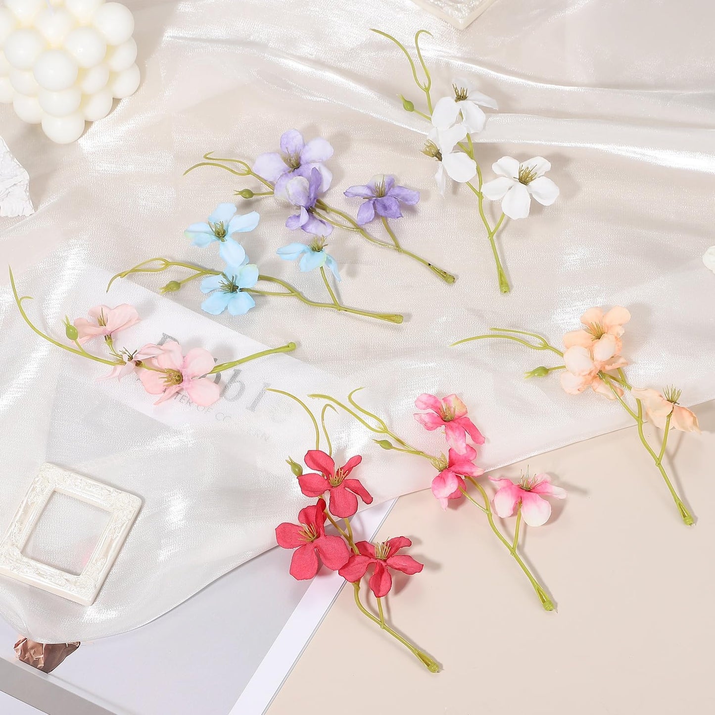 uxcell 24Pcs Floating Flowers for Centerpieces, Pink White Pea Flower Silk Faux Flower Heads for Floating Candles Vases Filler Party Home Table Wedding Centerpieces Decoration