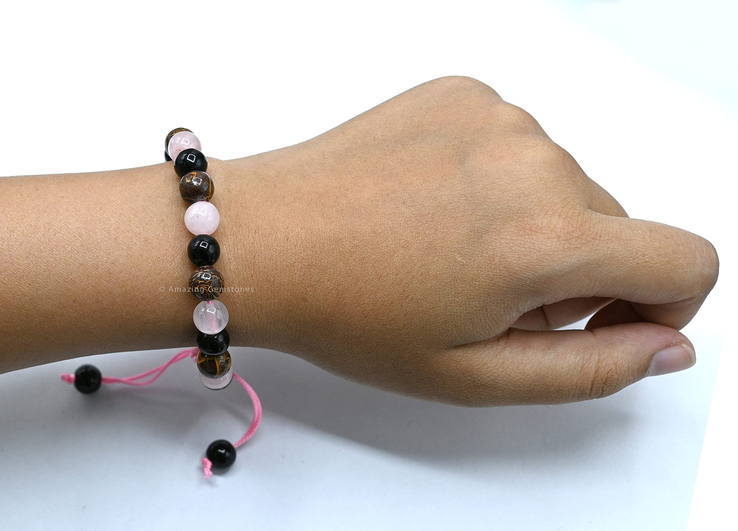 Amazing Gemstone Bracelet for Breaking Attachments Manifestation - Rose Quartz Mariyam Jasper Black Obsidian Bracelet Set for Men Women Healing Calming Anxiety Stress Relief Gifts (Adjustable)