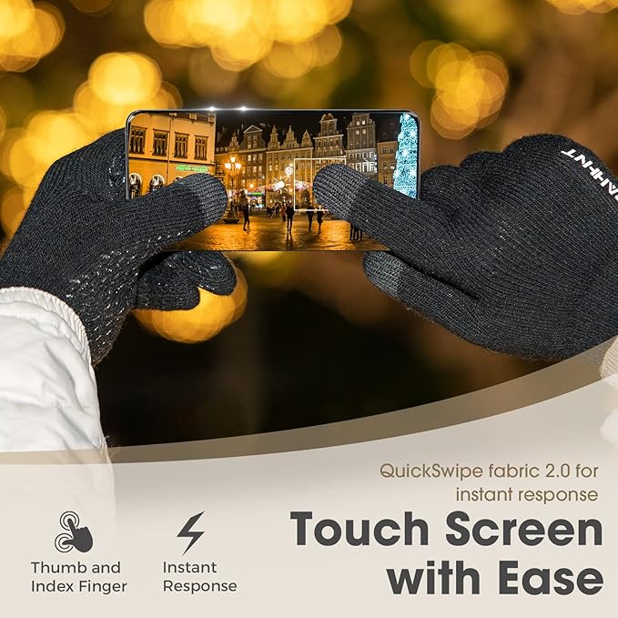Rahhint Wool Winter Gloves Men Women Fleece lined Knit Gloves with Touchscreen Fingers Insulated Gloves Keep Hand Warm Gift
