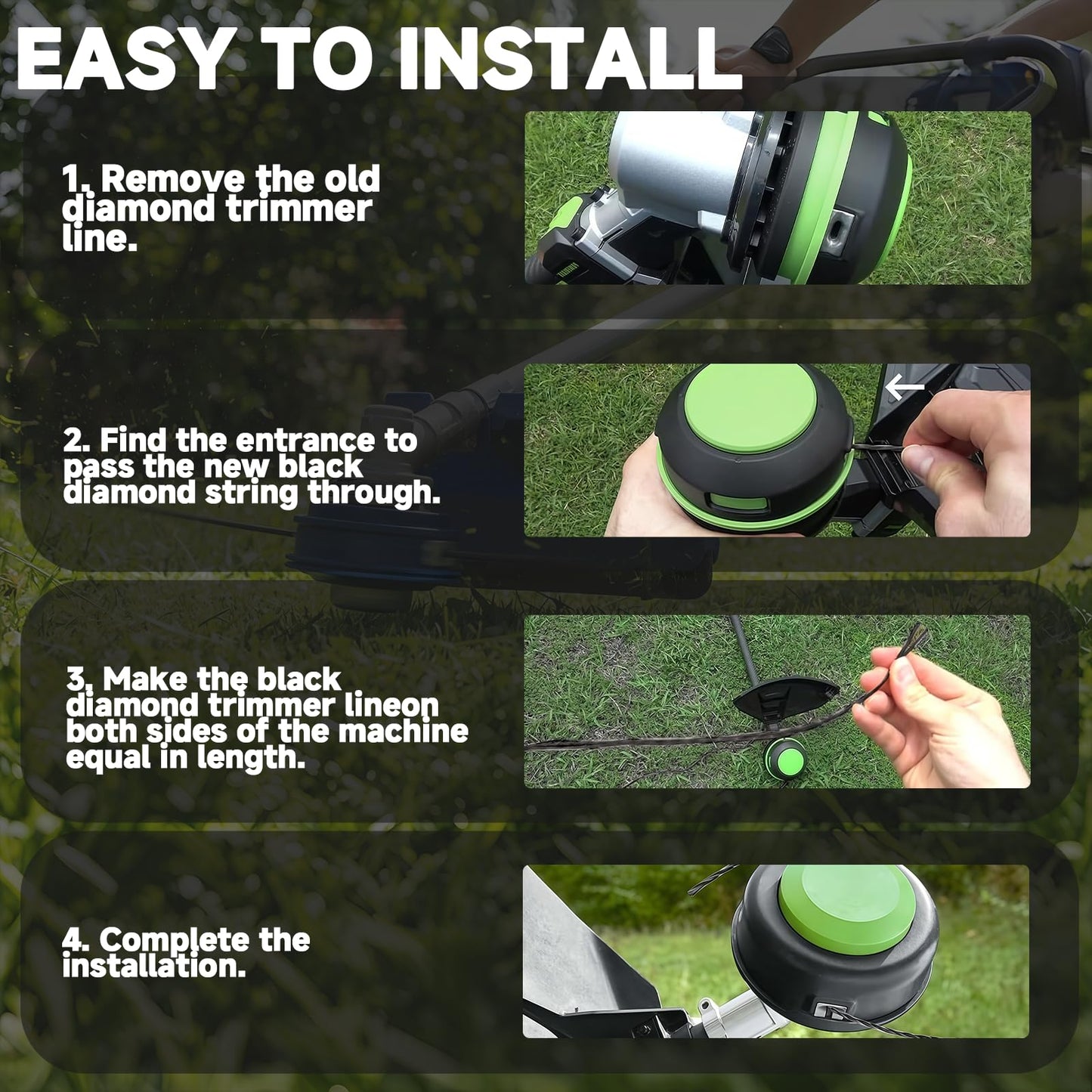 SunDiss 150ft 0.095" Trimmer Line Cutting String Replacement for Echo Black Diamond Trimmer Line 330095073/330095071, Fits for Medium to Heavy Grass and Weeds, with Built-in Line Cutter (150ft 0.095)