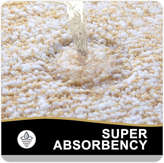 OLANLY Bathroom Rugs 24x16, Extra Soft and Absorbent Microfiber Bath Mat, Non-Slip, Machine Washable, Quick Dry Shaggy Bath Carpet, Suitable for Bathroom Floor, Tub, Shower (Small, Light Beige)