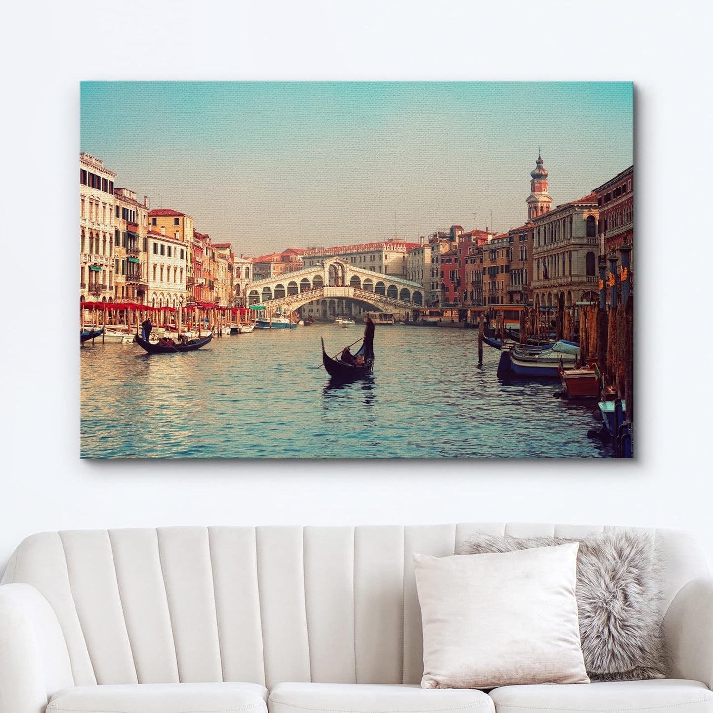 wall26 - Canvas Prints Wall Art - Rialto Bridge and Gondolas in Venice. | Modern Wall Decor/Home Decoration Stretched Gallery Canvas Wrap Giclee Print. Ready to Hang - 24" x 36"