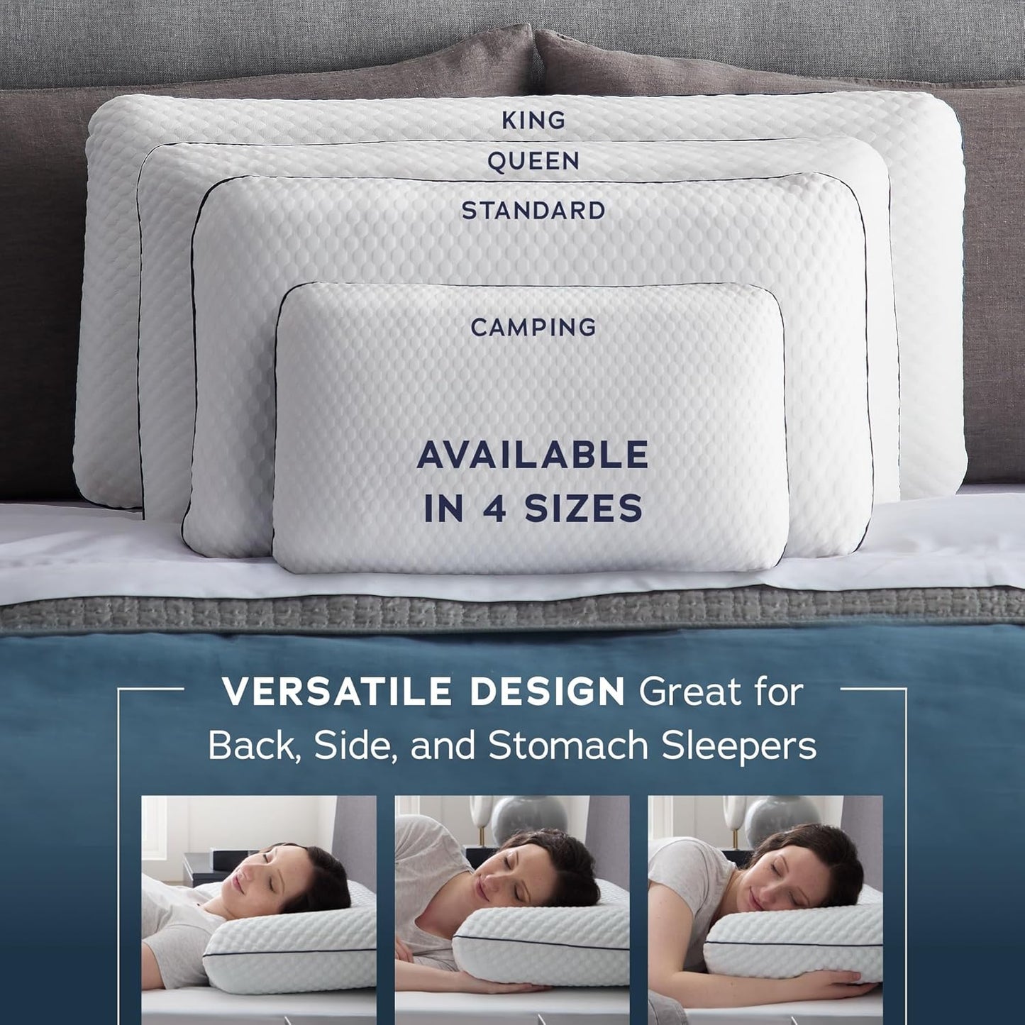 WEEKENDER Gel Memory Foam Pillow - King Size - 2-Pack - Medium Plush Feel - Neck & Shoulder Support - For Back, Side, & Stomach Sleepers - Home, Hotel, & Hospital Essentials