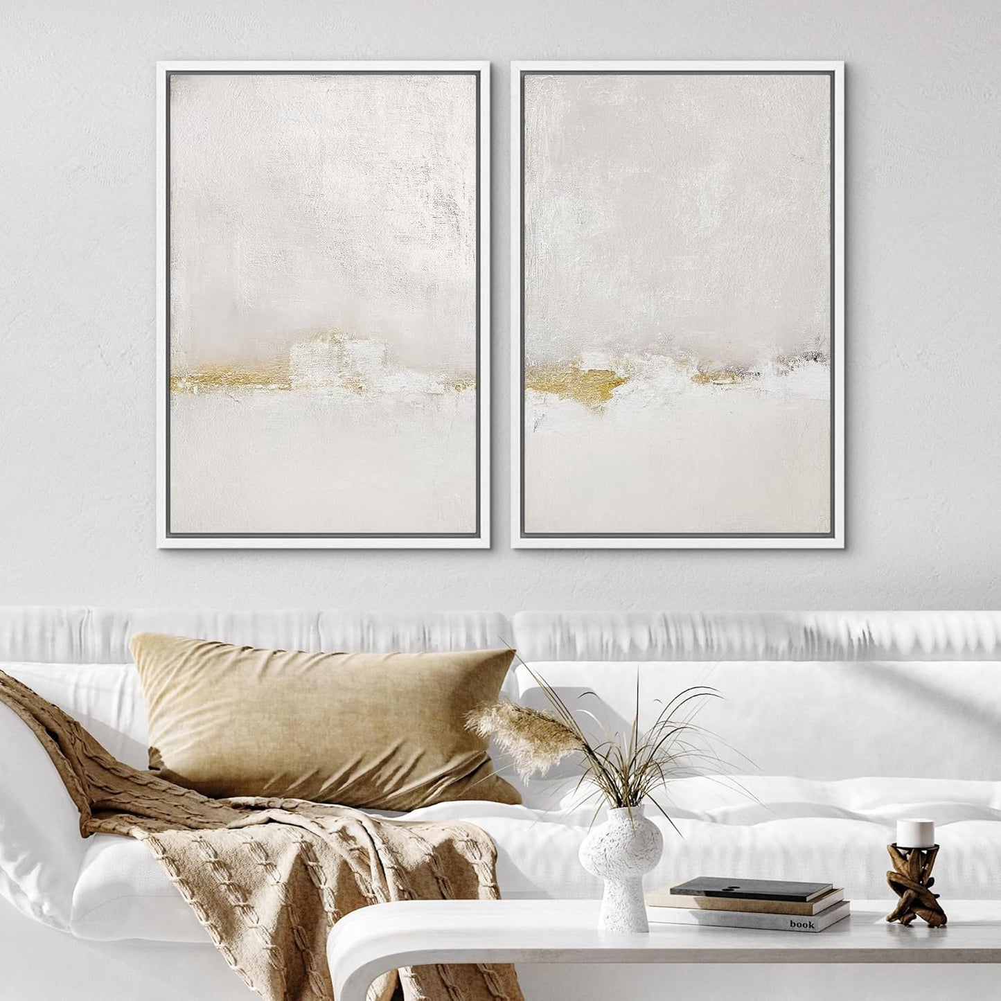SIGNWIN Framed Canvas Print Wall Art Pastel Grunge Gray Landscape Abstract Shapes Illustrations for Living Room, Bedroom, Office - 24"x36"x2 White