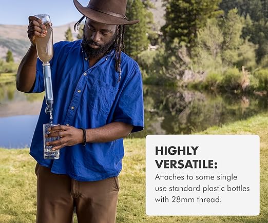 LifeStraw Peak Series - Personal Water Filter Straw for Backup Filtration, Emergency, Survival, and Ultralight Hydration, Dark Mountain Gray, 2 Pack