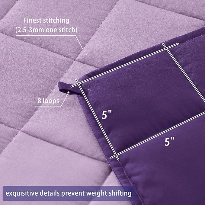 yescool Weighted Blanket for Adults (20 Lbs, 60”X 80”, Purple) Heavy Thick Bed Blanket Queen/Full Size for Sleeping Perfect for 190-210 Lbs, Cozy Gifts for Women, Machine Washable
