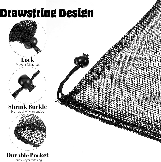 Grevosea 12Pcs Drawstring Mesh Bag, 8X12 Inch Nylon Mesh Drawstring Bags Delicates Laundry Bags for Washing Machine Small Gym Bag for Basketball Volleyball Football Golf Stuff Balls
