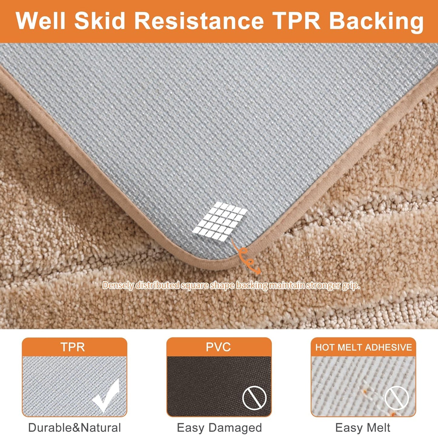 BEQHAUSE-Bathroom-Rug-Non-Slip-Bath-Mat-Soft and Absorbent Shower Mat Polyester Bath Mats for Bathroom Machine Washable Bath Rugs Beige Bathrooms Rug for Shower Sink Bathtub,16"x24"