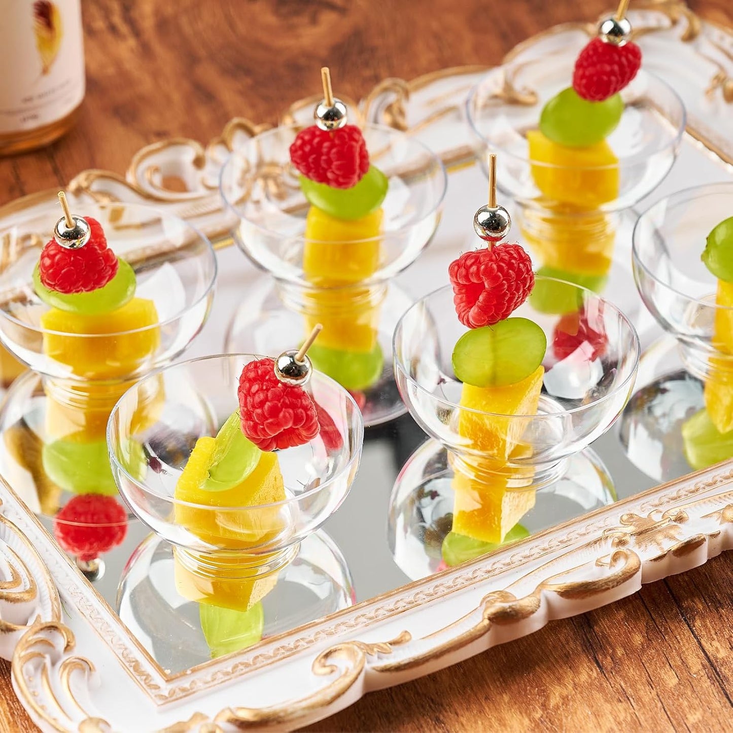 Qeirudu 50 Pack 3 oz Mini Dessert Cups with Spoons, Clear Small Round Party Serving Bowls for Yogurt Parfait Fruit Mousses Appetizer Ice Creams