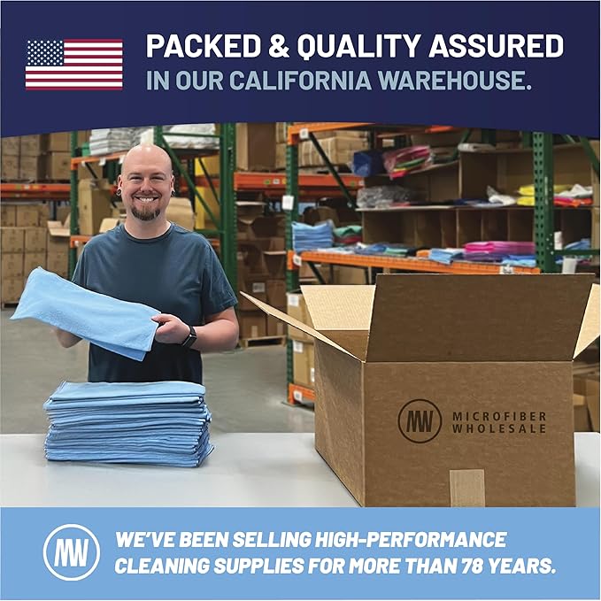 MW Pro Multi-Surface Microfiber Towel – 12 Pack | Premium Cleaning Cloth | Clean, Buff, Dust, Polish, Absorb | Large 16"x16" (Dark Blue)