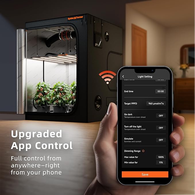 Spider Farmer SE7000 LED Grow Lights 730W, Samsung LM301H EVO Diodes, Upgraded Remote App Control, 5x5ft Coverage Dimmable Daisy Chain Commercial Bar Style LED Growing Lamp, Vertical Farming