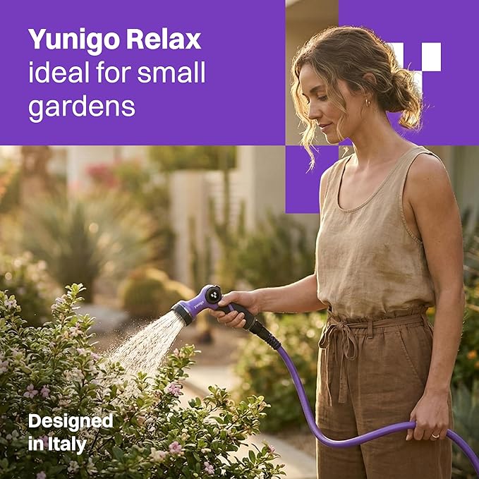 RELAX 100ft Expandable Purple Garden Hose – Lightweight No-Kink Design with Durable Aluminum Fittings, Spray Nozzle & Hose Mender for Home & Garden Watering