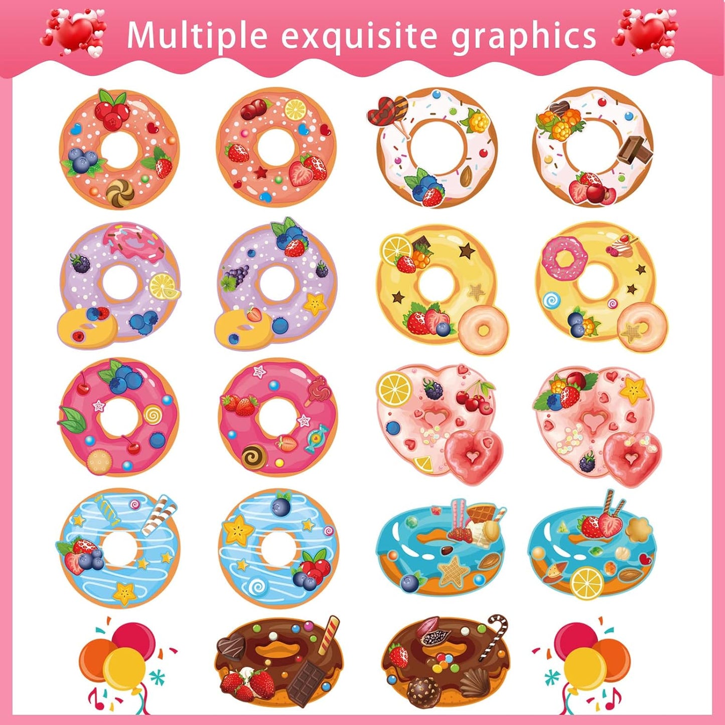 27 Sheets Make a Face Donut Stickers for Kids Make Your Own Dessert Stickers Mix and Match Sweets and Treats Fruit, Donut Themed Birthday Gifts DIY Art Crafts Party Favors Supplies Decorations