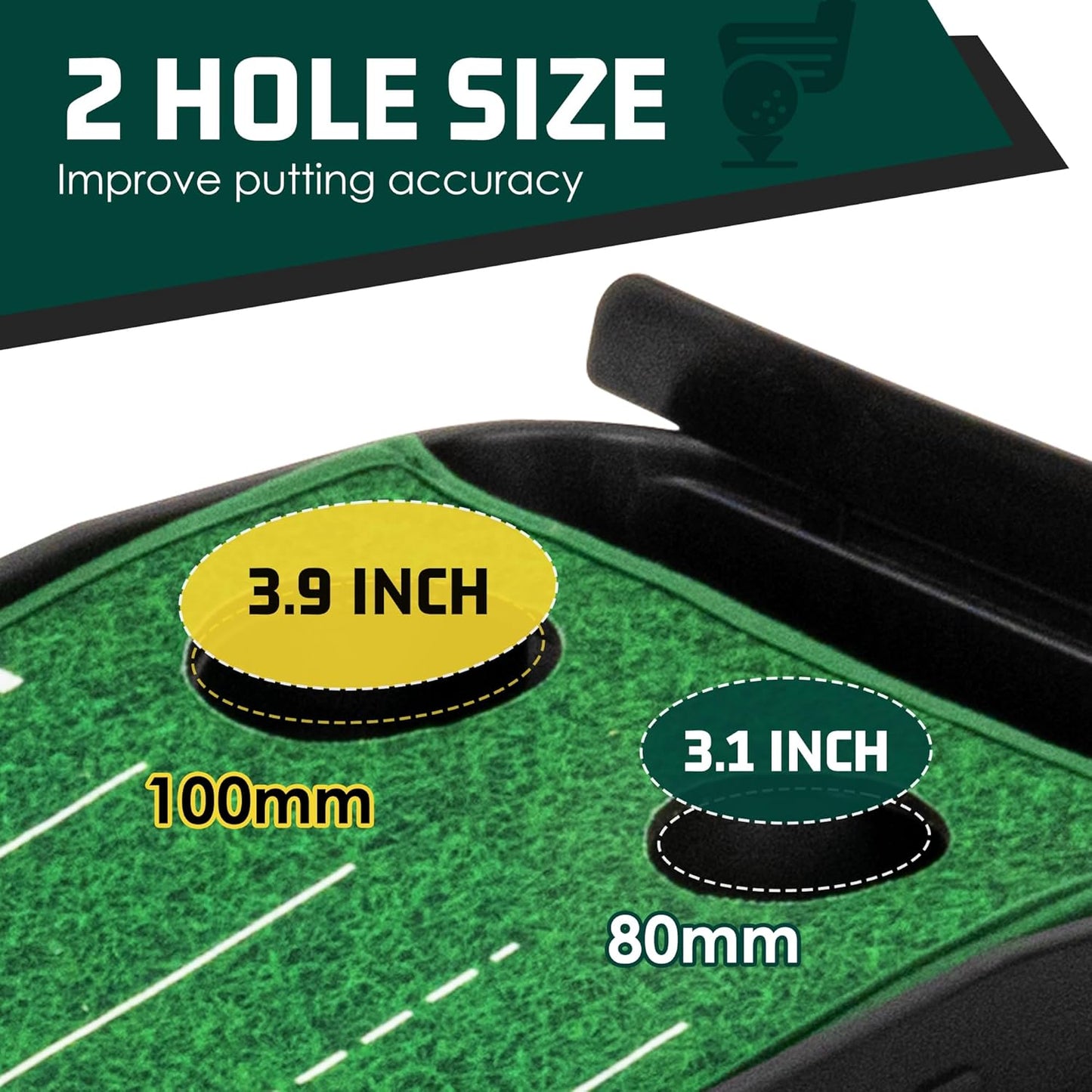 ropoda 9ft Upgraded Golf Putting Green, Portable Putting Mat for Home and Office with Update Auto Ball Return Function, Golf Practice Putting Mat Aid for Indoor and Outdoor Use