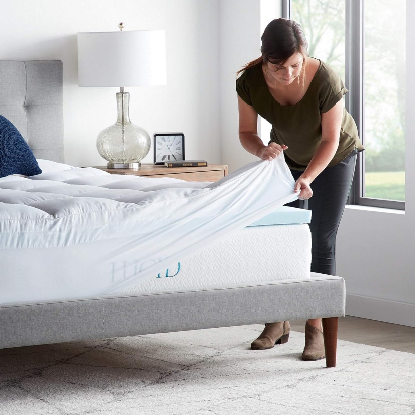LUCID 4 Inch Down Alternative and Gel Memory Foam Mattress Topper - Three Toppers In One - Cal King