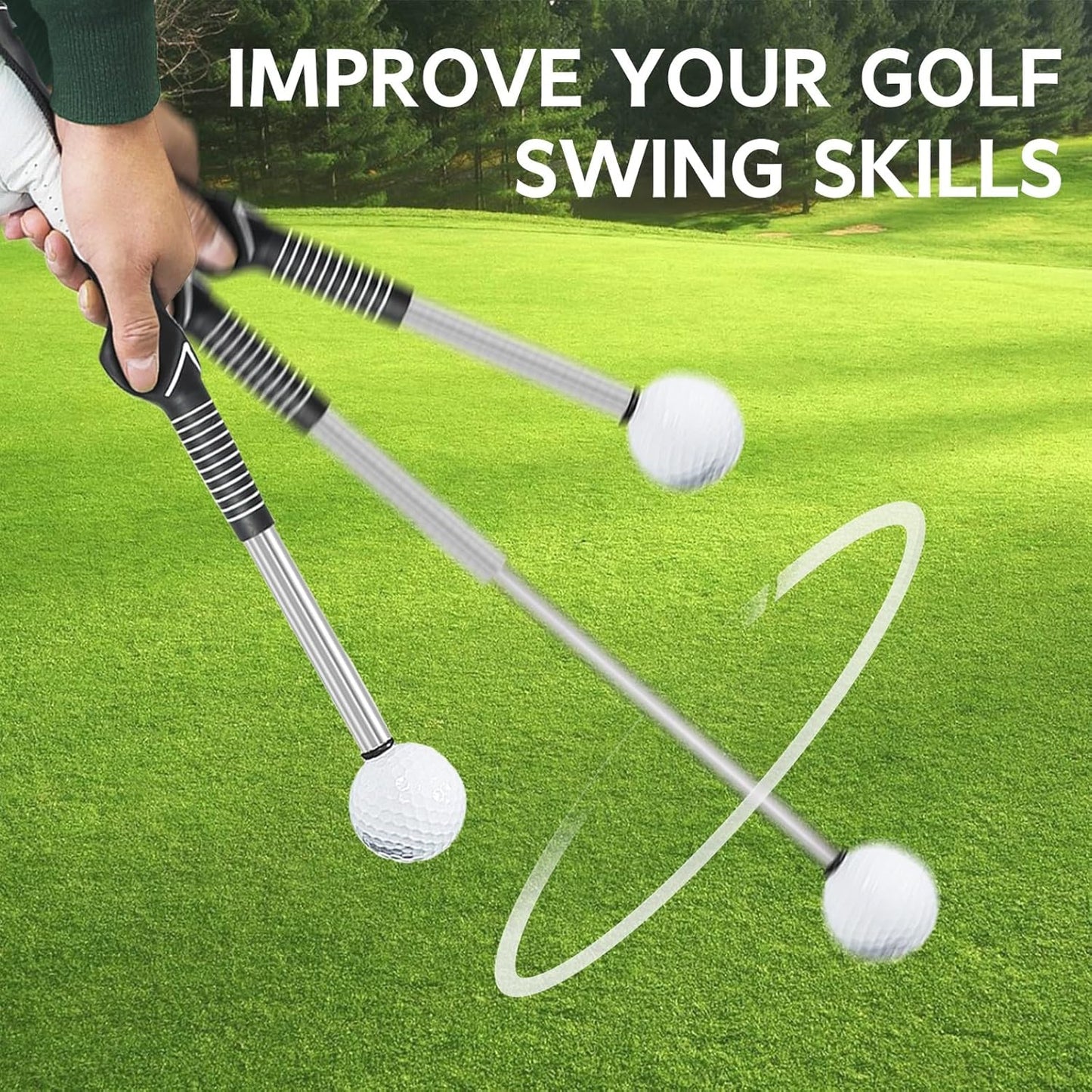 Retractable Golf Swing Training Aid - Golf Swing Trainer, Portable Grip Trainer for Indoor & Outdoor Practice, Improving Strength