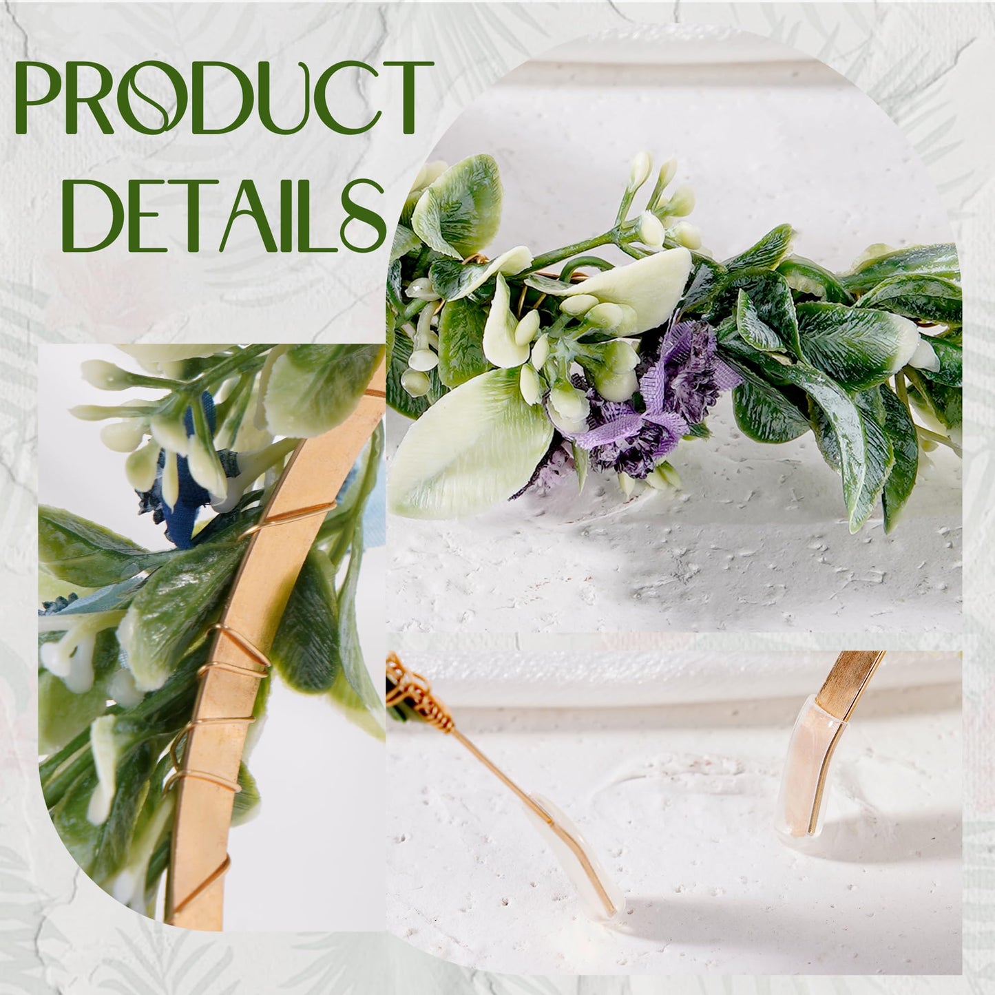 KorViSHOW Fairy Flower Crown Headband - Handmade Forest Floral Headpiece Eucalyptus Purple Flower Headwear Renaissance Hair Accessories for Women Girls Bridal Wedding Festival Cosplay Headdress