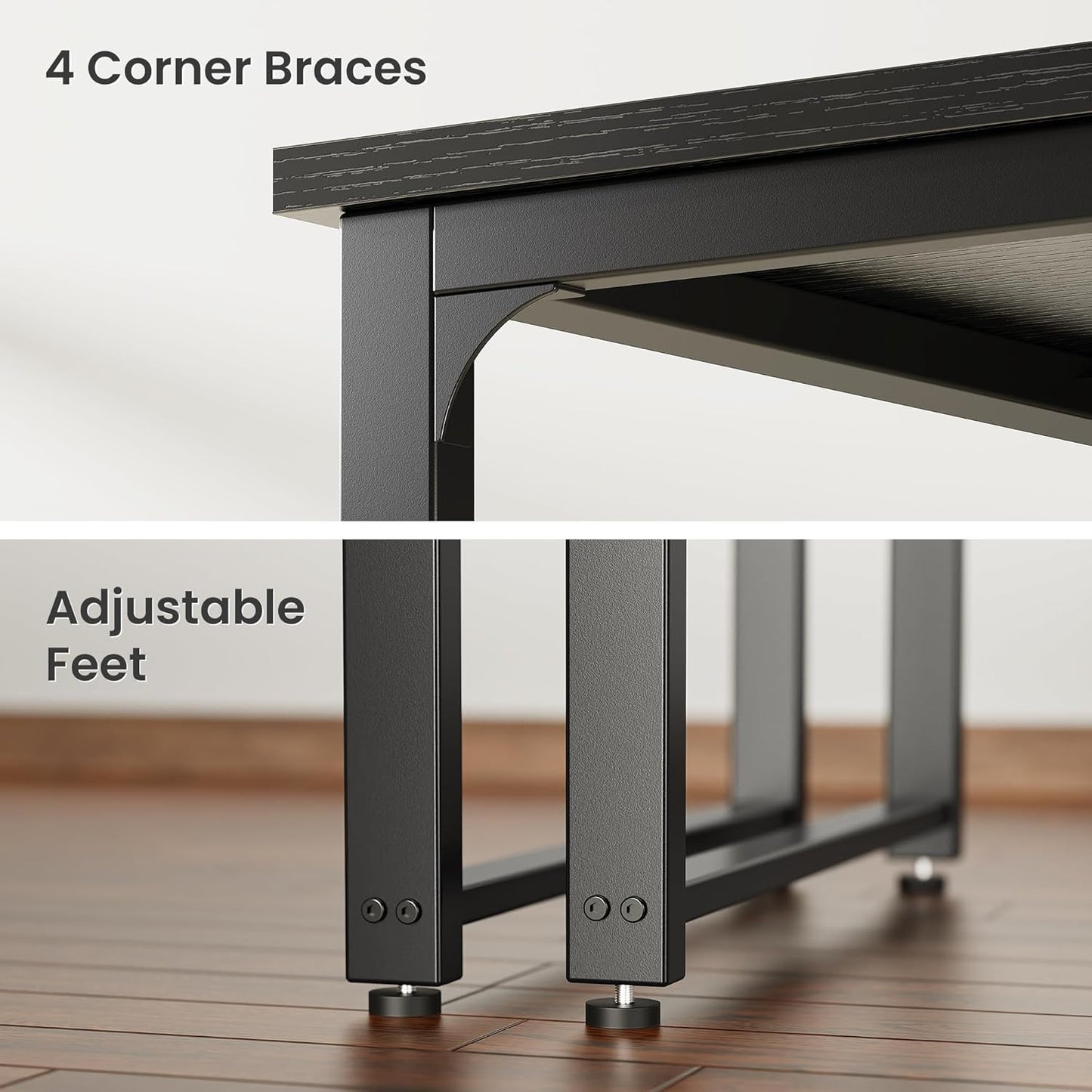 Huuger 71 x 31.5 Inch Desk with Power Outlets & USB-C,1.2 Inch Thicker Desktop, Robust Metal Tubes, Deep Computer Desk, Heavy Duty Office Desk, Work Desk for Home Office, Black