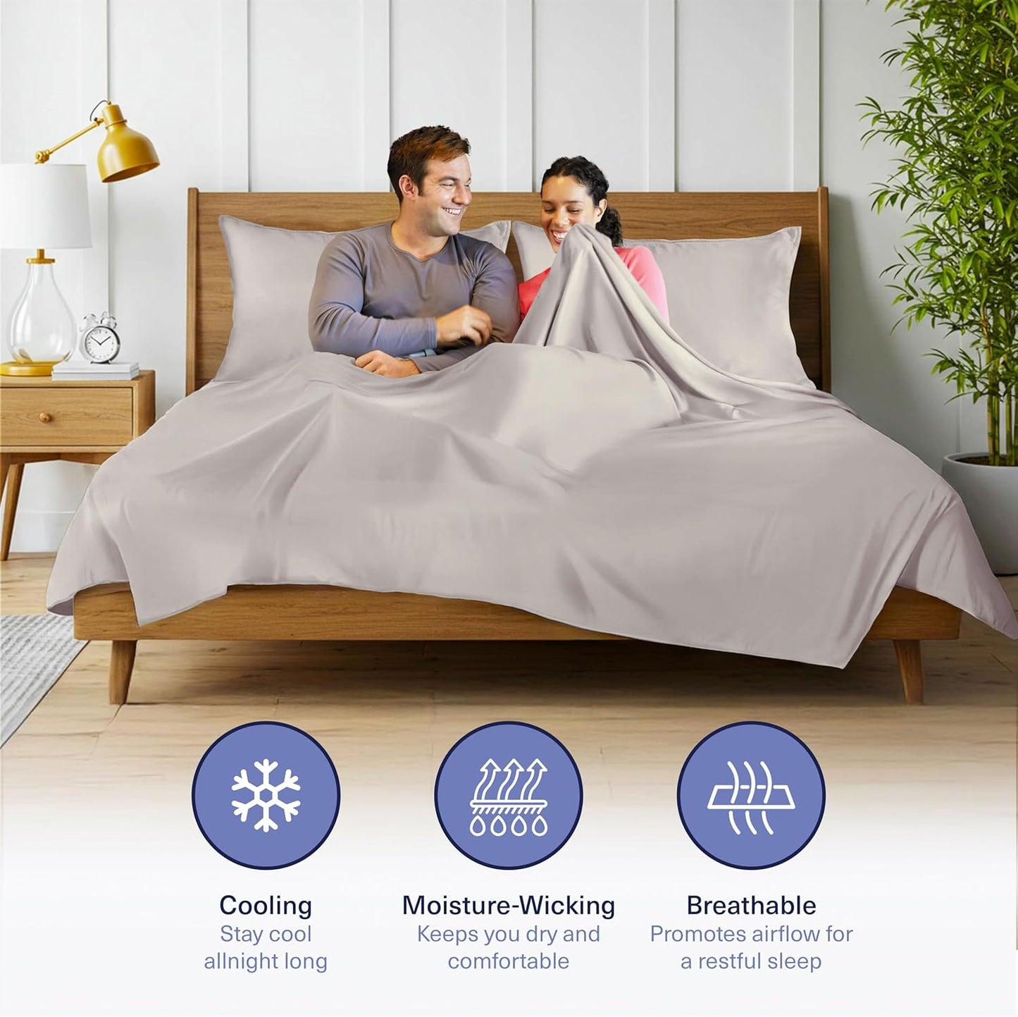 Kickoff Viscose Bamboo Sheets King Size 4-pc 100% Organic Bamboo Viscose Bed Cooling Sheets King Size Set Cool Bedding for hot Sleepers Sheet, Flat, Fitted, Pillowcases (Dove Grey,K)