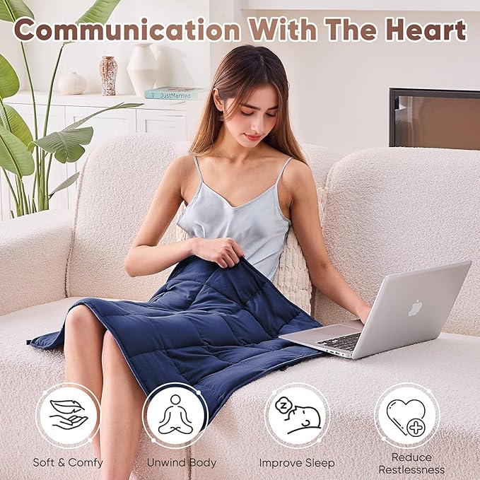 Weighted Lap Blanket for Adults 5lbs, 29"x33" Cooling Heavy Throw Blanket, Portable Travel Weighted Blankets, Soft Small Blankets Gift for Sleeping, Navy Blue