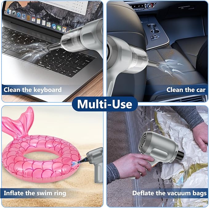 Fanisic Car Vacuum Handheld Vacuum Cleaner/Air Duster, 15000PA Strong Suction with Brushless Motor, Rechargeable Dust Buster/Hand Pump Low Noise for Car Detailing Home Office Cleaning