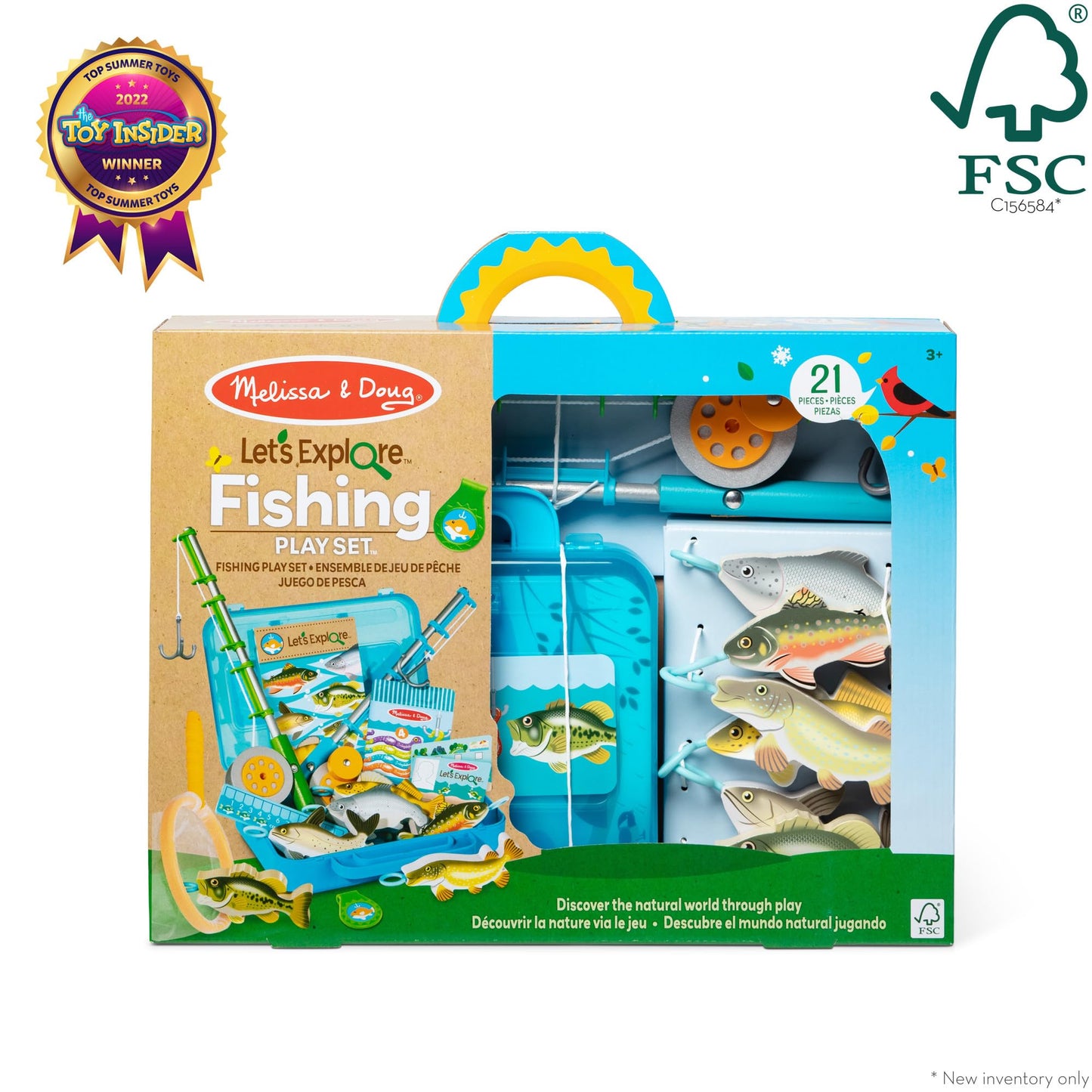 Melissa & Doug Let’s Explore Fishing Play Set – 21 Pieces Toy Fishing Set for Toddlers and Kids, Pretend Play Toy, Learning Toys for Kids Ages 3+ - FSC-Certified - FSC Certified