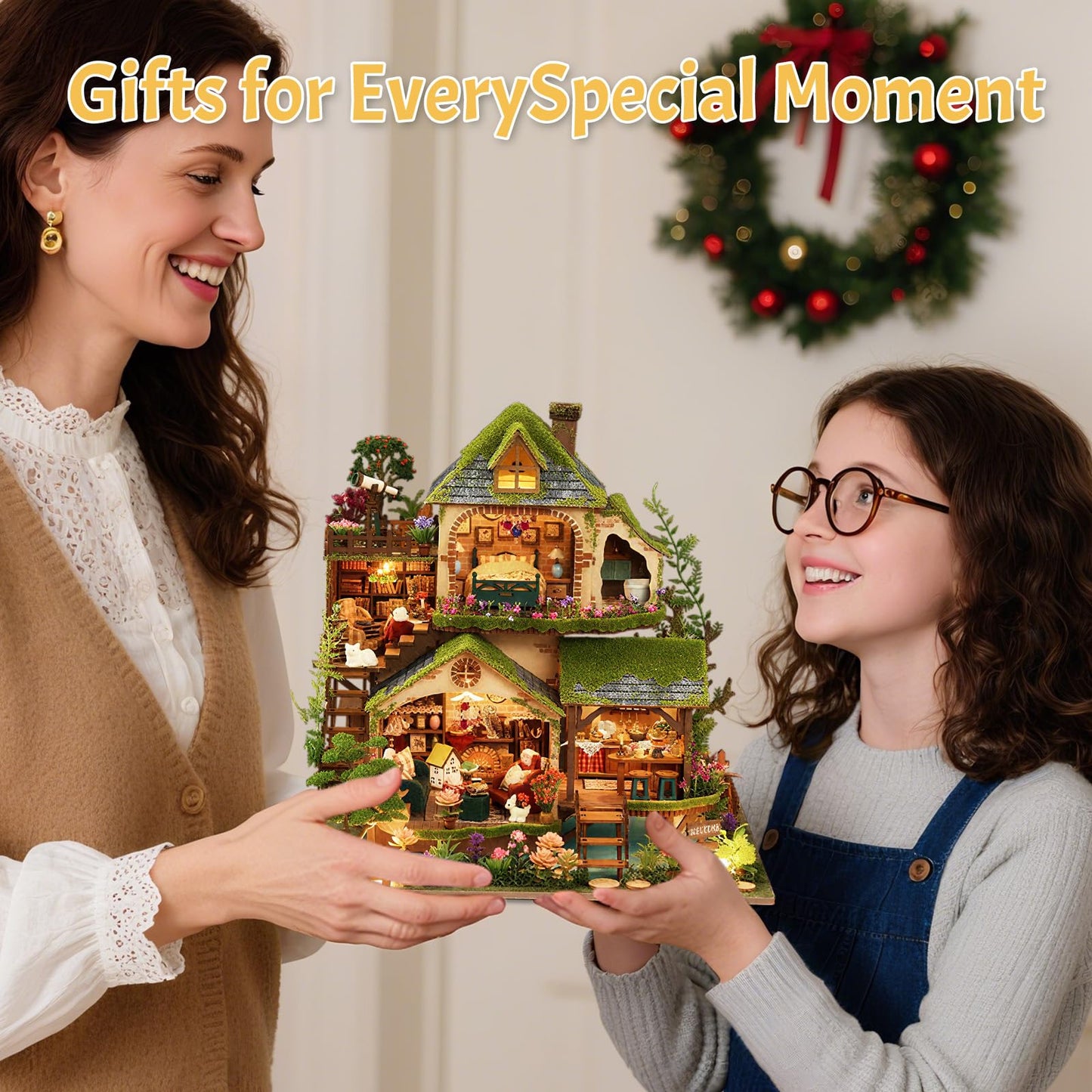 LogicTwist DIY Miniature House Kit with LED Lights, Forest Adventure Wooden Mini House Building Kit for Adults & Teens, Creative Crafts for Women, Friends & Hobbyists