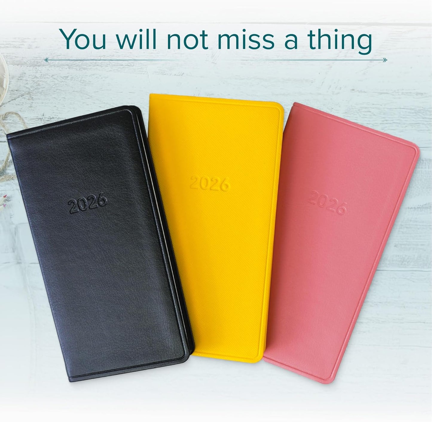 Harbor Pocket Weekly Monthly Planner 2025-2026 - Calendar Planner and Notebook, Durable Faux Leather, 192 Pages, Softcover & Book Bound - Cambridge Cognac - 6 x 3.25 "