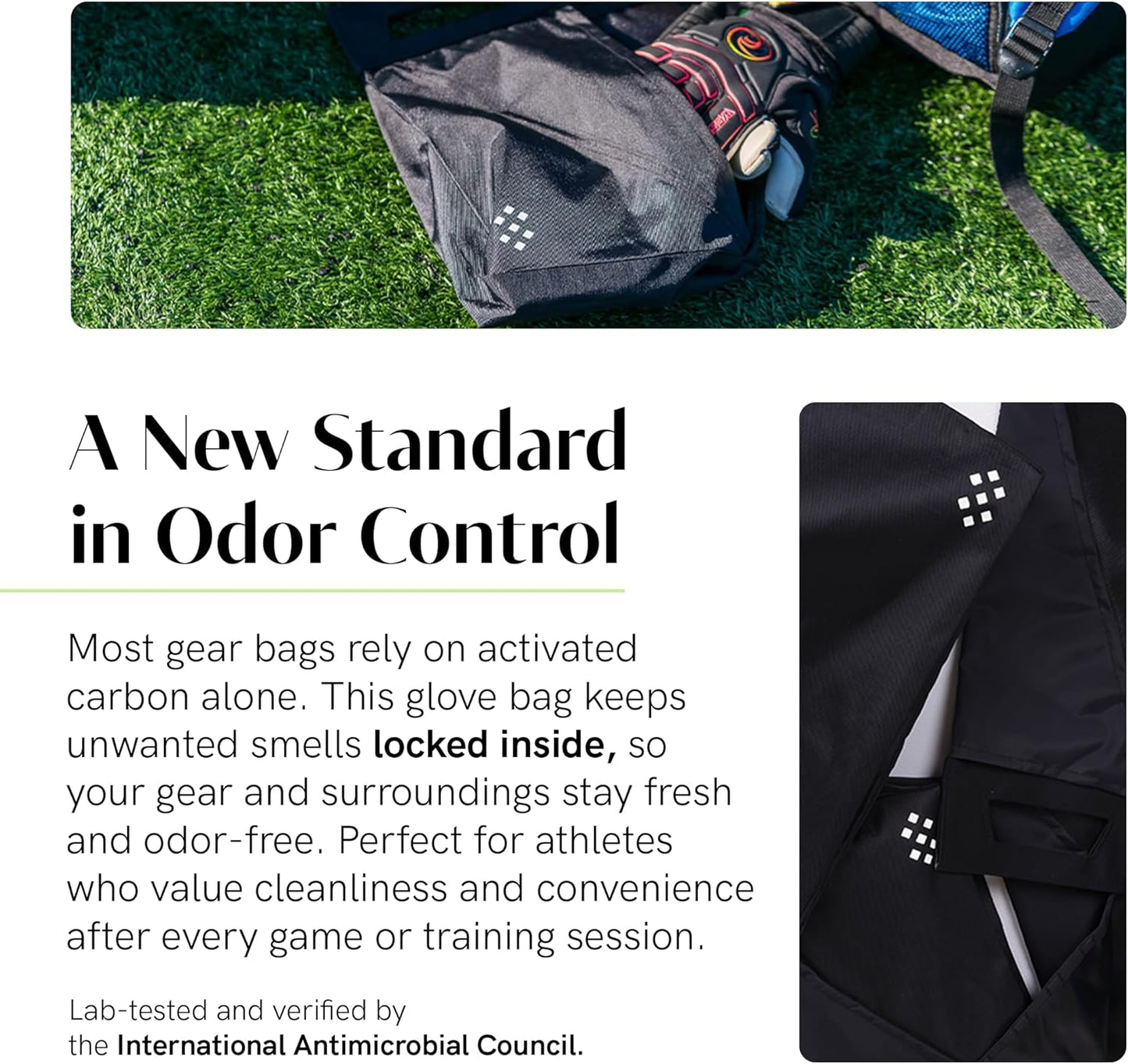 Salt Glove Bag Smell-Proof Durable Odor Containing Bag for Gloves - Medium - Water-Resistant and Easy to Clean Smell Proof Bag - Black