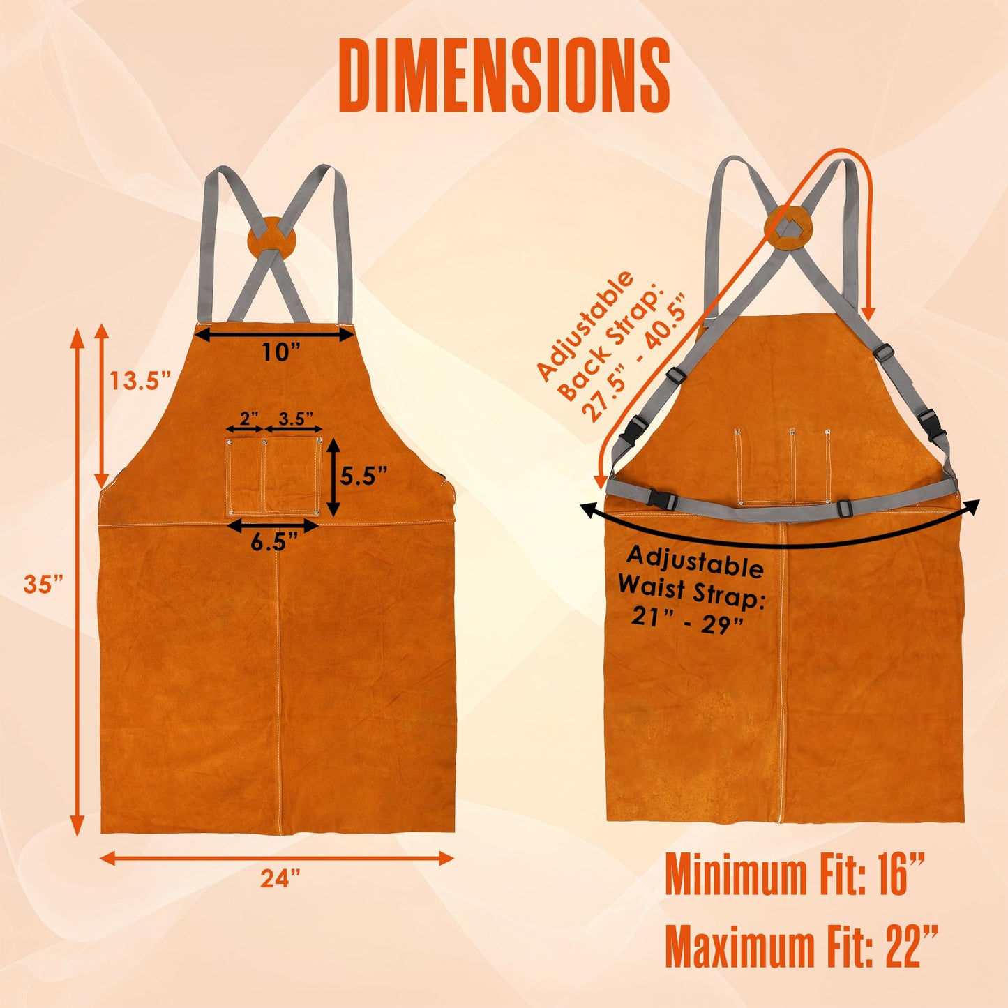Leather Apron, Welding Apron, For Men, Blacksmith, Work Bib, Heat Resistant, Welder Gear, Forging, Woodworking, Wood, Metal Working, Blacksmithing, Shop Clothing, Flame/Heat Resistant, 23 x 35 Inch