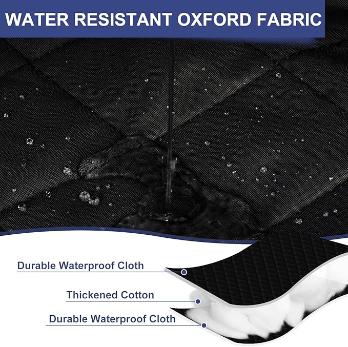 Magnetic Thermal Insulated Door Curtain Fit Door Size 72" x 80", Quilted Oxford Fabric Thicken Cotton Fill, Winter Door Cover Keep Cold Draft Out, Blanket Insulation for Front Patio Doors Black