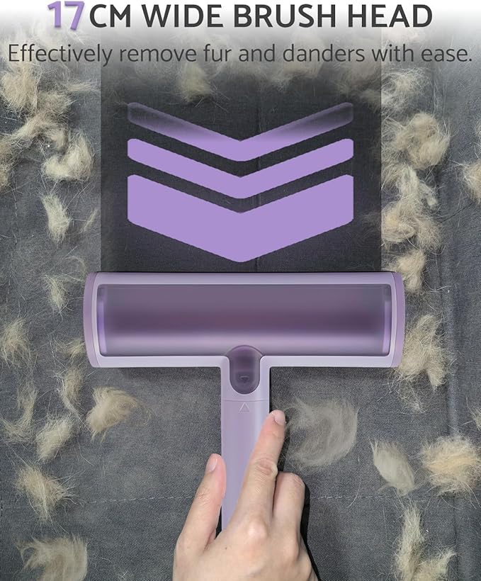 Pet Hair Remover, Reusable Cat & Dog Hair Removal Tool, Fur Removal Tool, Reusable Lint Roller for Furniture, Couch, Carpet and Bedding, Easy to Use & Clean Out (Purple)