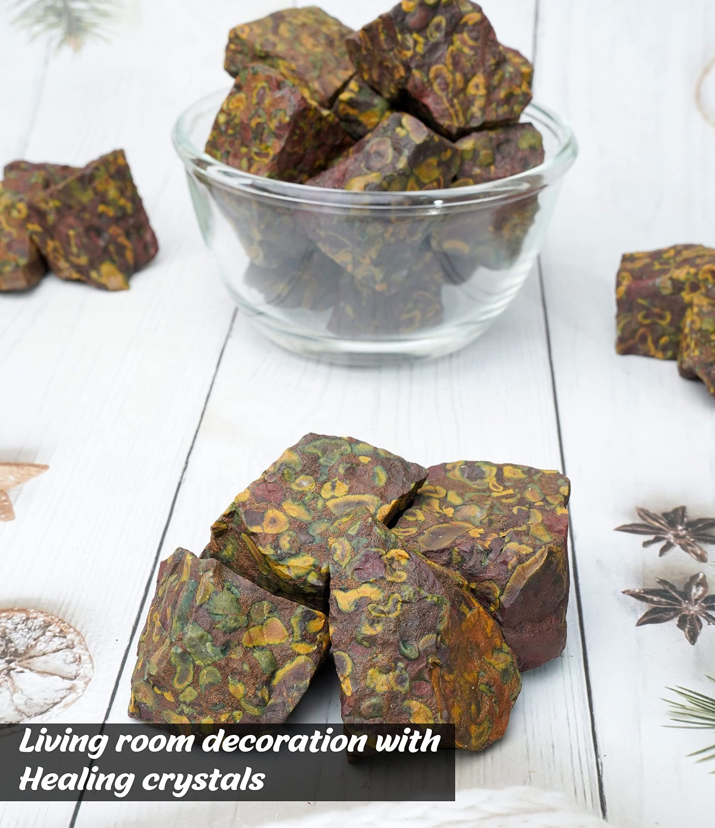 Crocon® 1LB Fruit Jasper Rough Bulk Rocks Natural Stone Raw Gemstone Crystals and Stones Tumbling Cabbing Polishing Spiritual Gifts Gem Mining Chakra Balancing Reiki Healing Home Office Décor