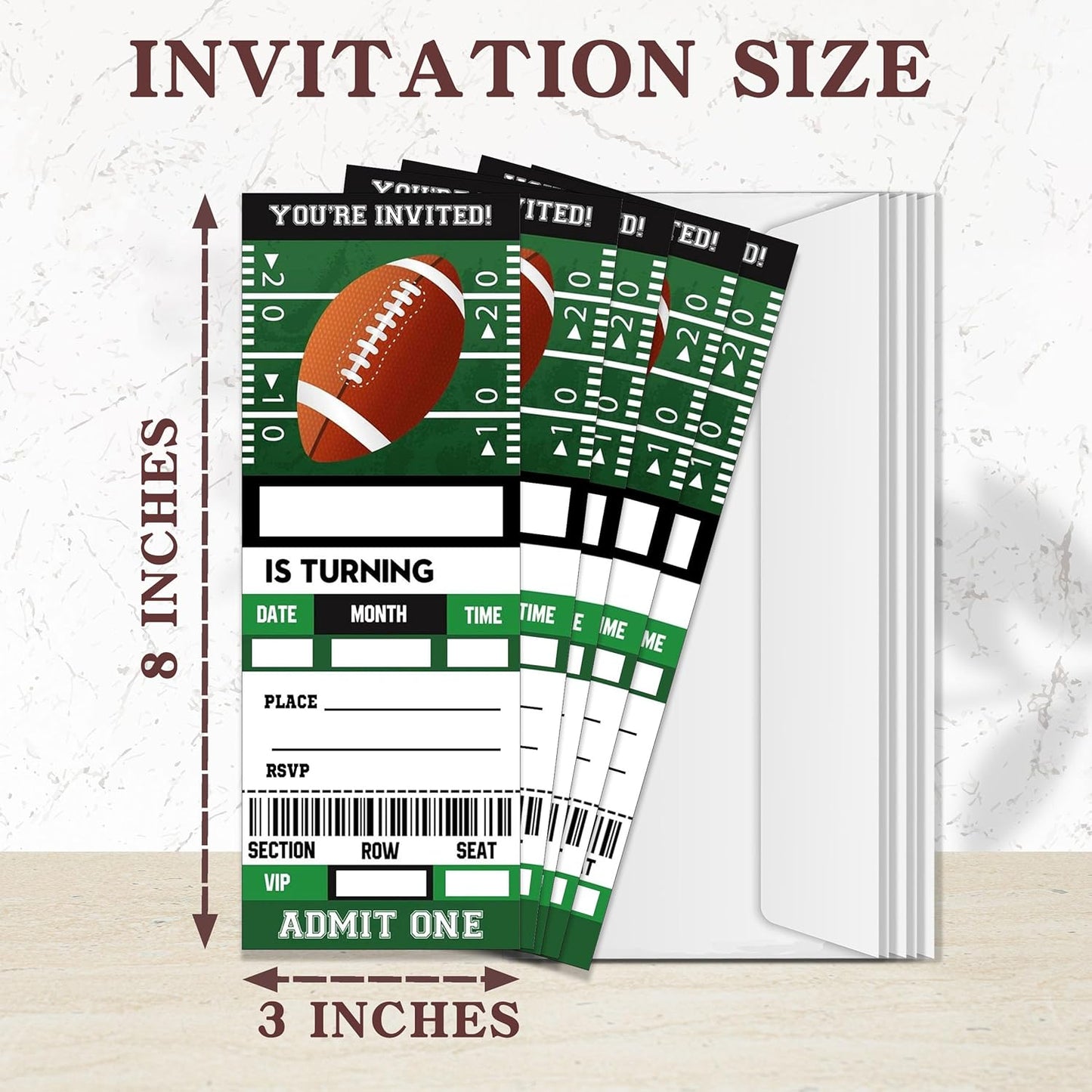 Football Game Ticket Invite Cards-Football Birthday Invitation with Envelopes for Teens kids Adults-Sports Birthday Cards-Party Favor & Supplies (20 Packs)-A17