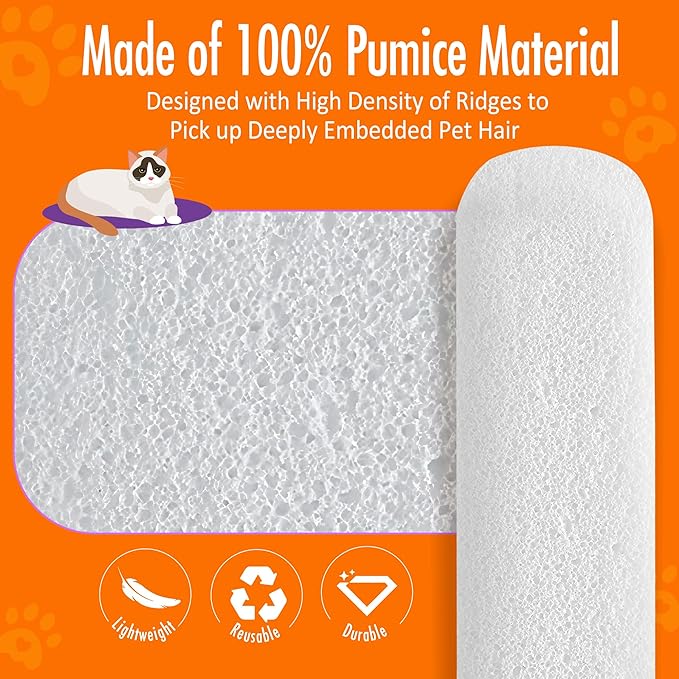 Pumice Stone Toilet Bowl Cleaner with Handle Hard Water Stain Remover for Household Cleaning, Pet Hair Remover Pumice Stone Cat Dog Fur Removal Tool, White 1 Pack