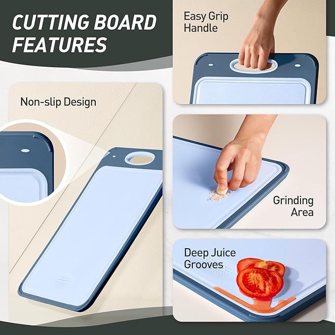 2 in 1 Stainless Steel Cutting Board with Handle 2 Packs Double Sided Cutting Board Stainless Steel Chopping Board Extra Large Big Small Best Hardwood Kitchen Counter Organic Vegetable Meat BBQ Kit
