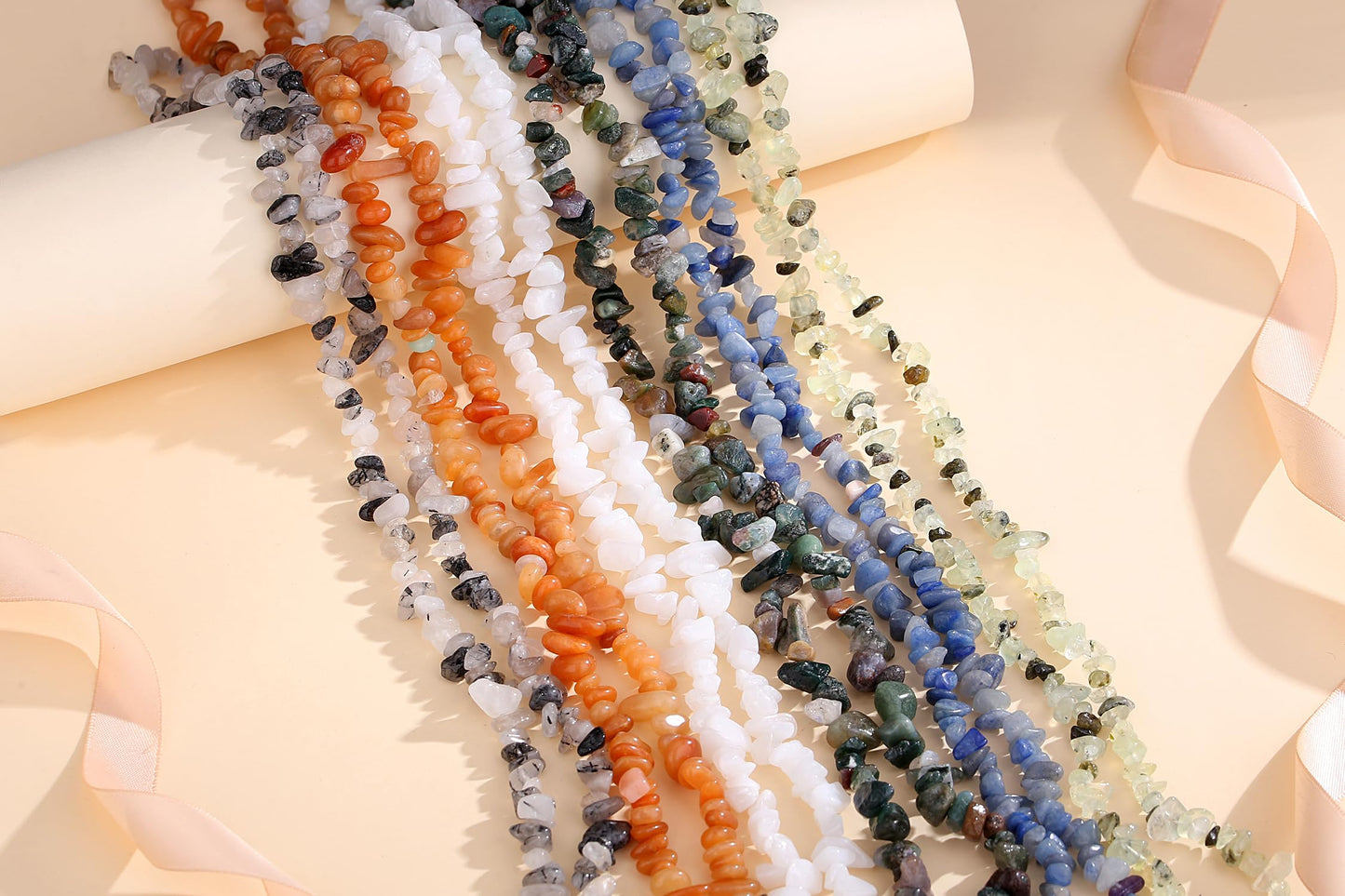 ZHIYUXI 400pcs Indian Agate Beads 5-8mm Healing Crystals Gemstones for Bracelet Making 2 Strands Irregular Stone Loose Rocks Bead for Jewelry Making Hole Drilled DIY Necklace Earrings Craft Gifts
