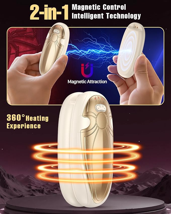 Hand Warmers Rechargerable 2 Pack - 14000mAh Electric AI Handwarmers with Charging Case, Magnetic 2 in 1 Pocket Heater, Gifts for Women/Men/Golf/Hunting/Travel/Camping Accessories