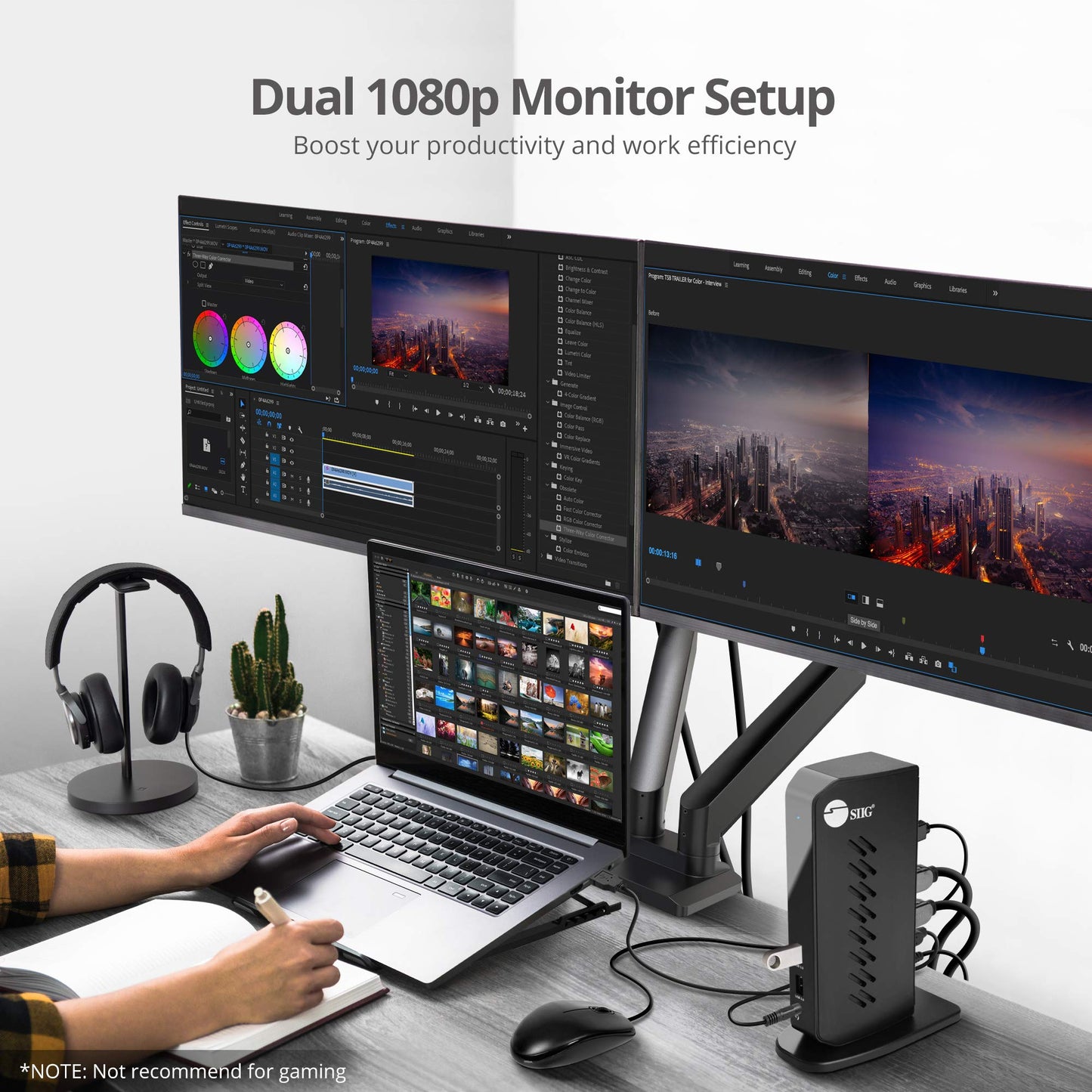 Siig Usb 3.0 Dual Monitor Docking Station - Up To 1080P, 2X Hdmi Ports, 2X Usb 3.0 Ports, 4X Usb 2.0, Gigabit Ethernet, 3.5Mm He