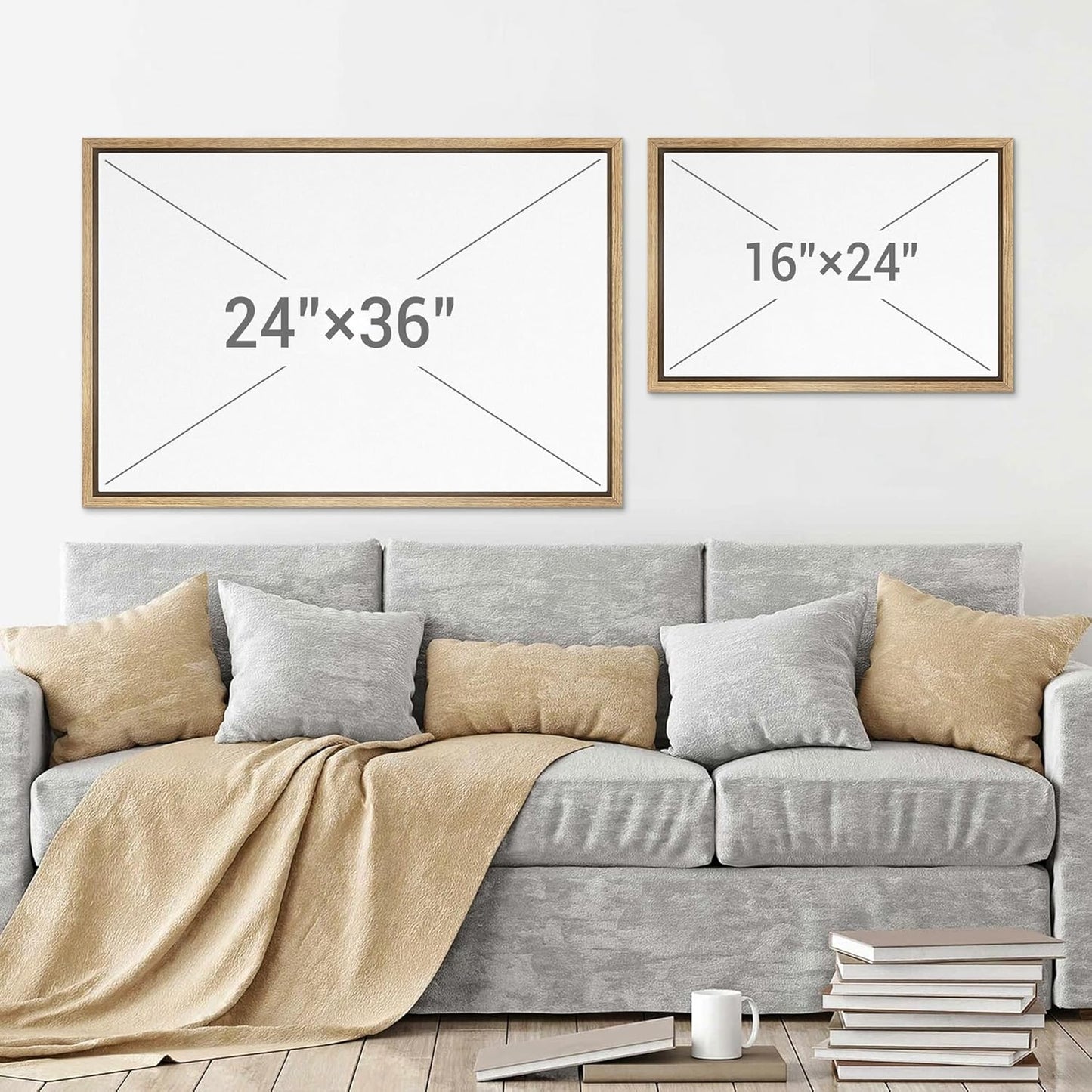 SIGNWIN Framed Canvas Print Wall Art Set Funny Crane Playing Golf Whimsical Bird Illustrations Modern Art Rustic Minimal for Living Room, Bedroom, Office - 24"x36"x2 Natural